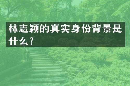 林志颖的真实身份背景是什么？