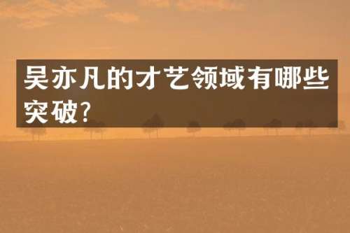 吴亦凡的才艺领域有哪些突破？