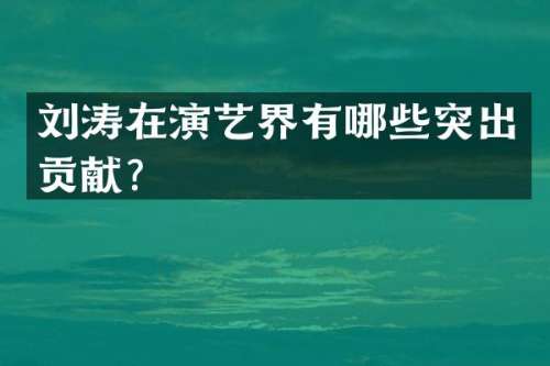 刘涛在演艺界有哪些突出贡献？
