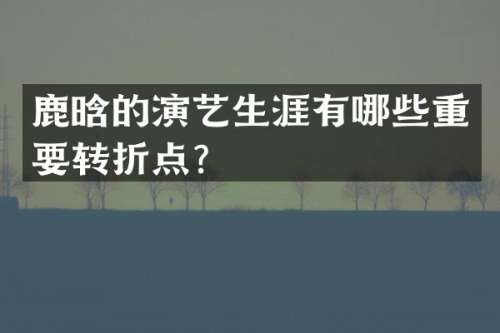 鹿晗的演艺生涯有哪些重要转折点？