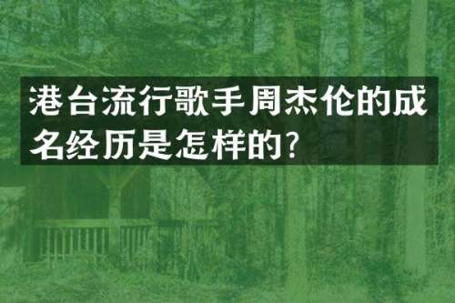 港台流行歌手周杰伦的成名经历是怎样的？