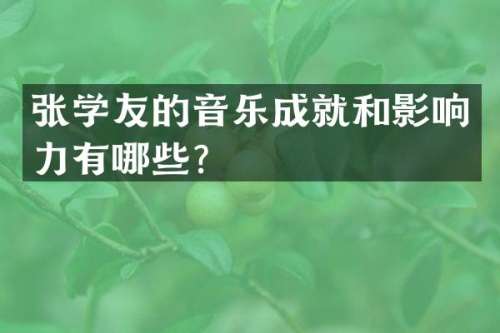 张学友的音乐成就和影响力有哪些？
