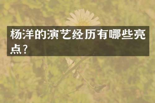 杨洋的演艺经历有哪些亮点？