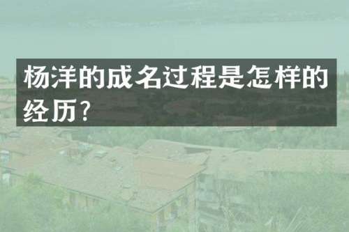 杨洋的成名过程是怎样的经历？