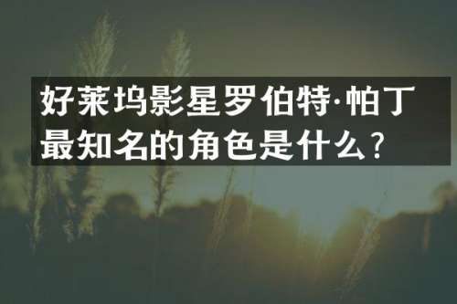 好莱坞影星罗伯特·帕丁森最知名的角色是什么？