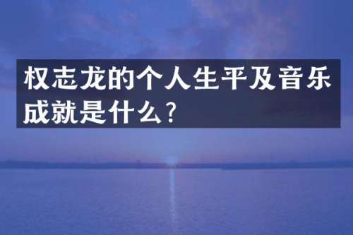 的个人生平及音乐成就是什么？