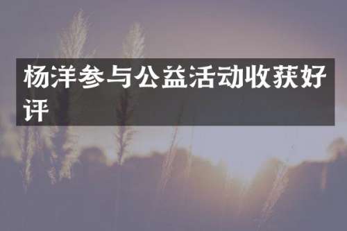 杨洋参与公益活动收获好评