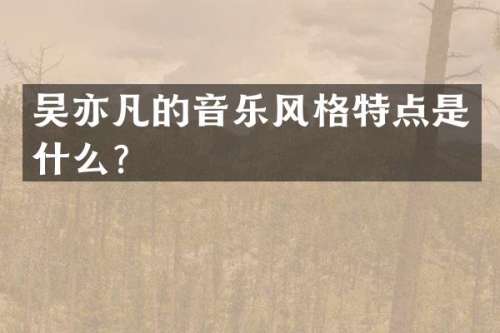 吴亦凡的音乐风格特点是什么？