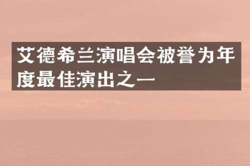 艾德希兰演唱会被誉为年度最佳演出之一