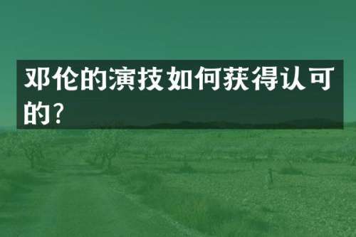 的演技如何获得认可的？