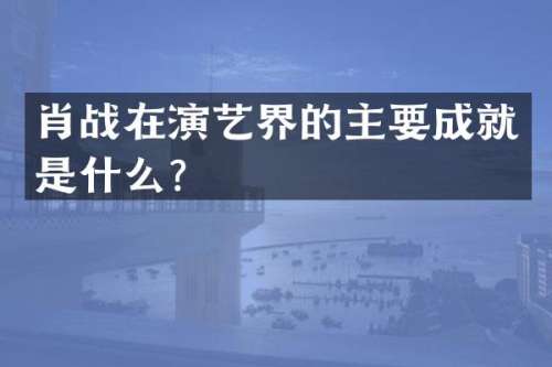 肖战在演艺界的主要成就是什么？