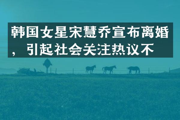 韩国女星宋慧乔宣布离婚，引起社会关注热议不断
