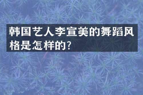 韩国艺人李宣美的舞蹈风格是怎样的？