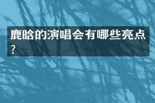鹿晗的演唱会有哪些亮点？