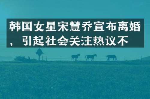 韩国女星宋慧乔宣布离婚，引起社会关注热议不断