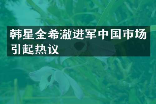 韩星金希澈进军中国市场引起热议