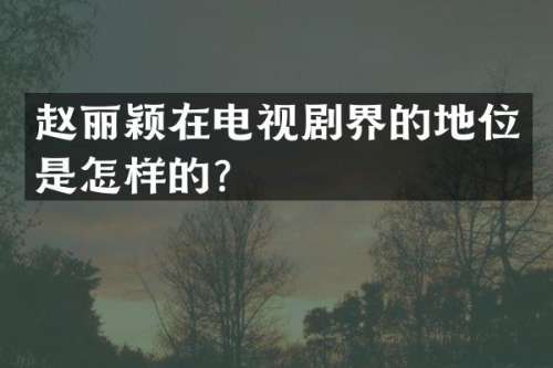 赵丽颖在电视剧界的地位是怎样的？