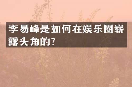 李易峰是如何在娱乐圈崭头角的？