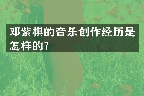 邓紫棋的音乐创作经历是怎样的？