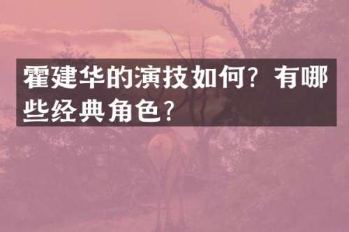 霍建华的演技如何？有哪些经典角色？