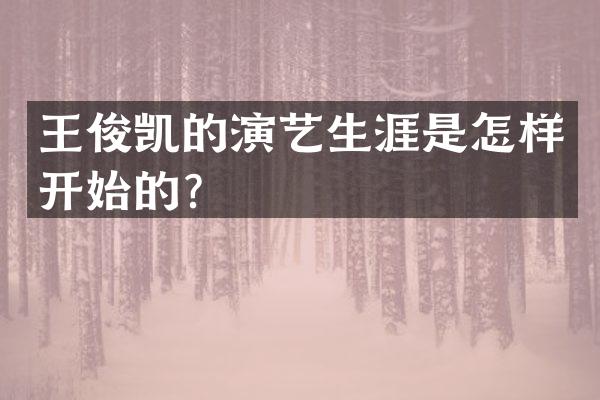 王俊凯的演艺生涯是怎样开始的？
