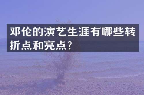 的演艺生涯有哪些转折点和亮点？