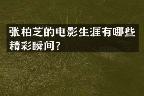 张柏芝的电影生涯有哪些精彩瞬间？
