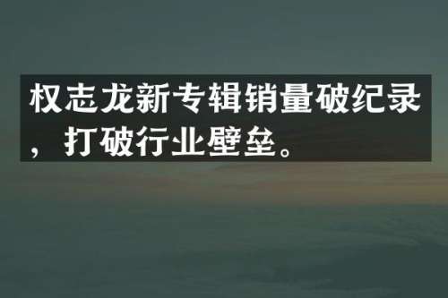 新专辑销量破纪录，打破行业壁垒。
