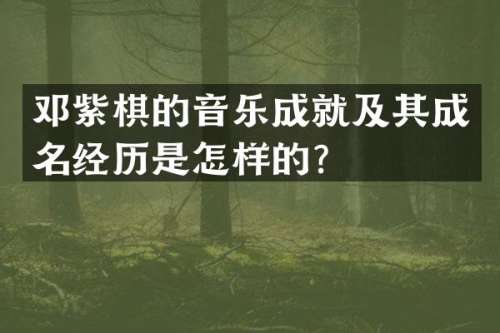 邓紫棋的音乐成就及其成名经历是怎样的？