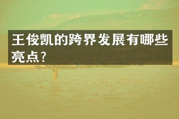 王俊凯的跨界发展有哪些亮点？