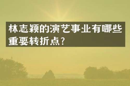 林志颖的演艺事业有哪些重要转折点？