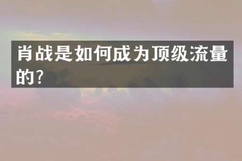 肖战是如何成为顶级流量的？