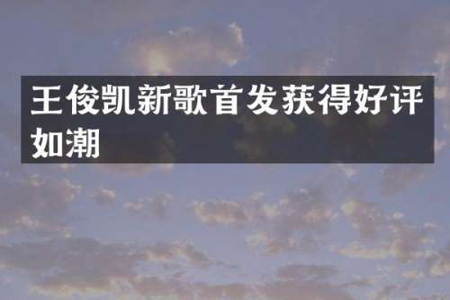 王俊凯新歌首发获得好评如潮