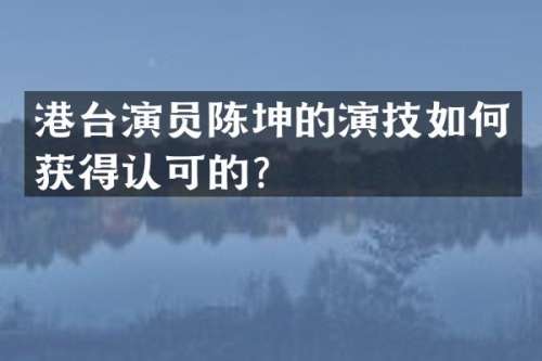 港台演员陈坤的演技如何获得认可的？