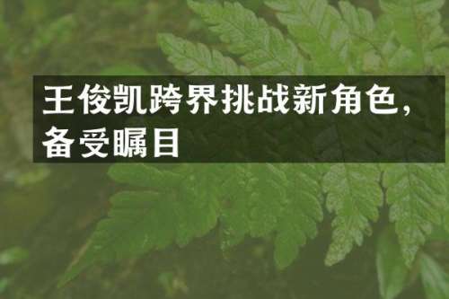 王俊凯跨界挑战新角色，备受瞩目