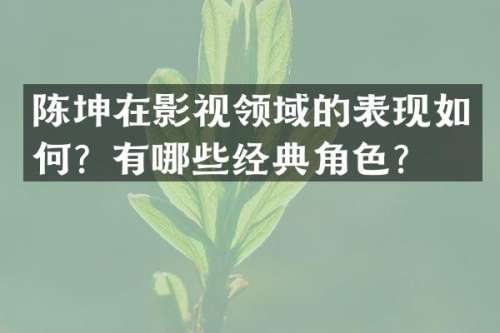 陈坤在影视领域的表现如何？有哪些经典角色？