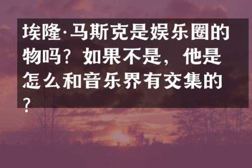 埃隆·马斯克是娱乐圈的人物吗？如果不是，他是怎么和音乐界有交集的呢？