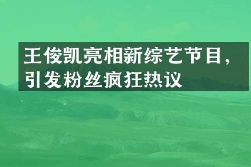 王俊凯亮相新综艺节目，引发粉丝疯狂热议