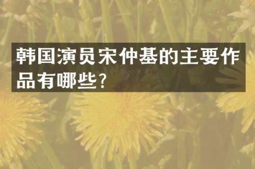 韩国演员宋仲基的主要作品有哪些？