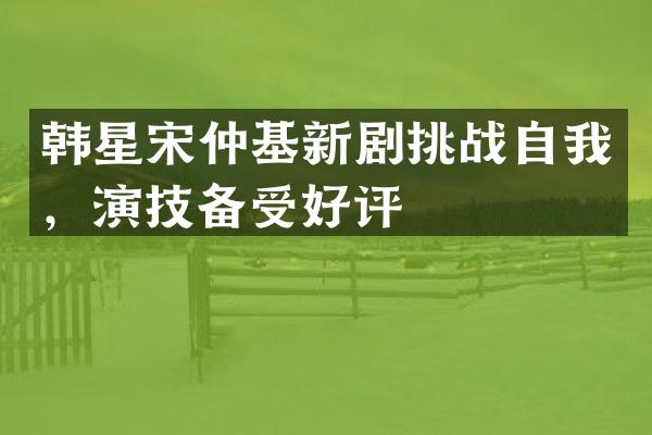 韩星宋仲基新剧挑战自我，演技备受好评