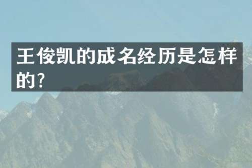 王俊凯的成名经历是怎样的？