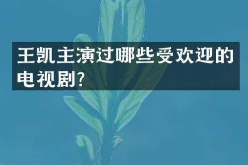 王凯主演过哪些受欢迎的电视剧？