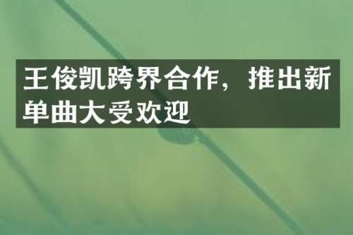 王俊凯跨界合作，推出新单曲大受欢迎