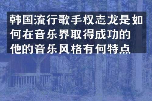 韩国流行歌手是如何在音乐界取得成功的？他的音乐风格有何特点？