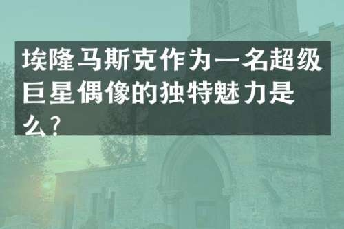 埃隆马斯克作为一名超级巨星偶像的独特魅力是什么？