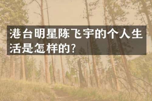 港台明星陈飞宇的个人生活是怎样的？