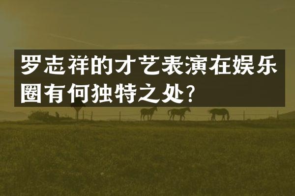 罗志祥的才艺表演在娱乐圈有何独特之处？