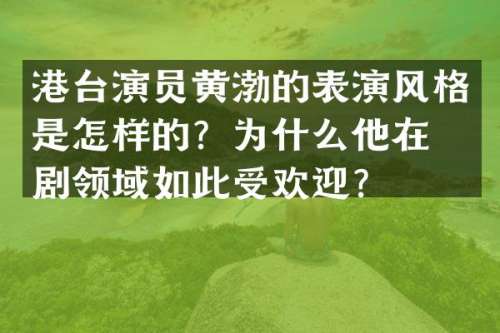 港台演员黄渤的表演风格是怎样的？为什么他在喜剧领域如此受欢迎？