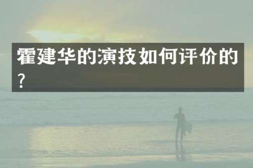霍建华的演技如何评价的？