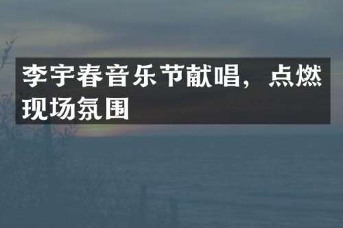 李宇春音乐节献唱，点燃现场氛围